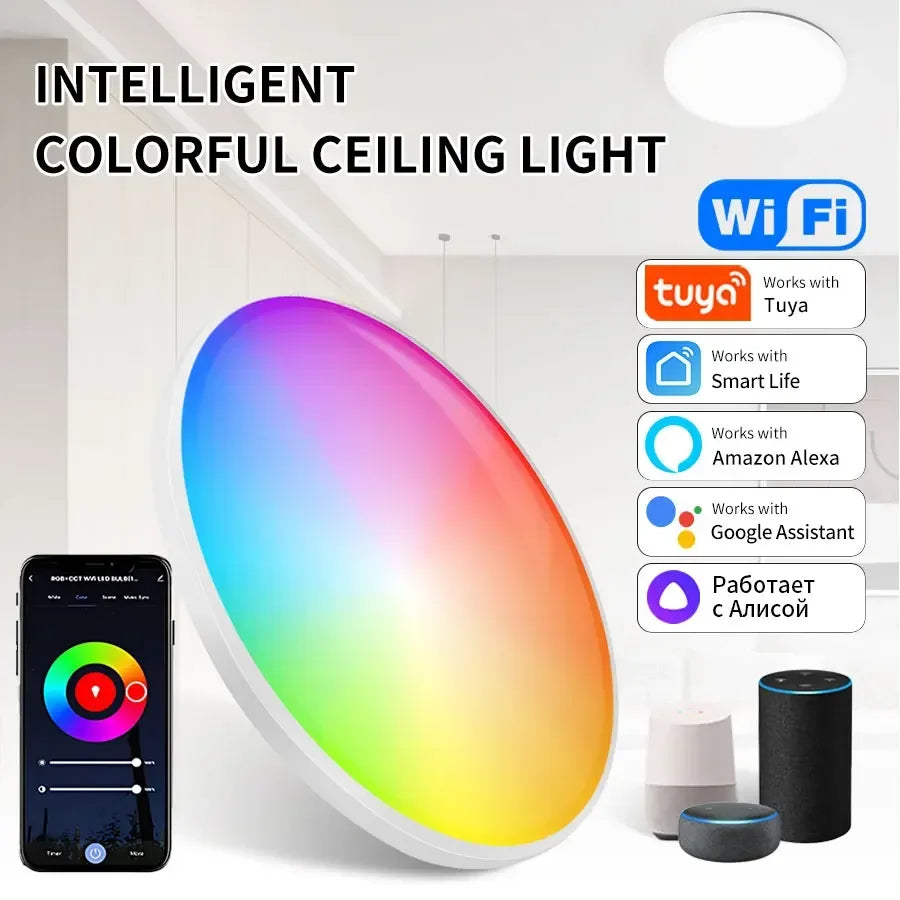Smart Round Ceiling Lamp With Remote Control - Modern Minimalist Design Smart Round Ceiling Lamp With Remote Control - Modern Minimalist Design